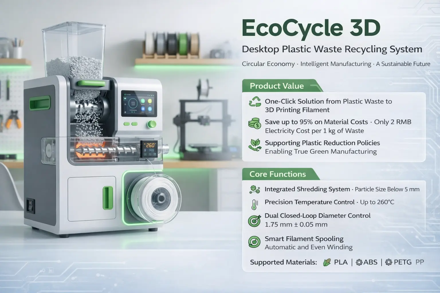 EcoCycle 3D Desktop Plastic Recycling System